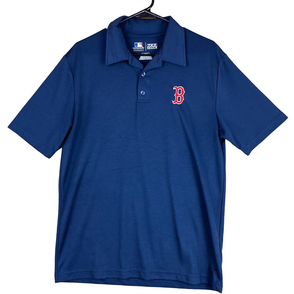 MBL Genuine Merch Mens Polo Navy Blue Boston Logo TX3 Cool Short Sleeve Large